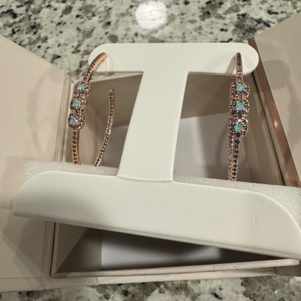 BP Simply Hoops RBP7130 “The Kori Hoop” LC Aquamarine Ice Rose Gold Plating